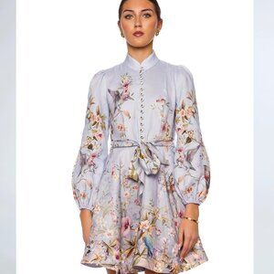 Zimmermann Rebellion Button Long Sleeve Mini Dress